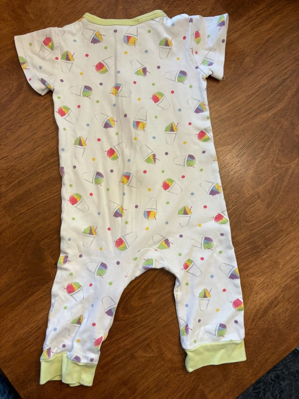 La Luna 9M Zip Jumpsuit with Rainbow Sno-Ball Print and Lime Green Trim